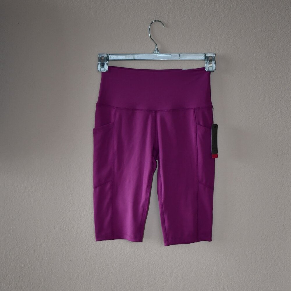 NYL Sport Women's Purple High Waistband Flexible Stretch Shorts Size Small NWT